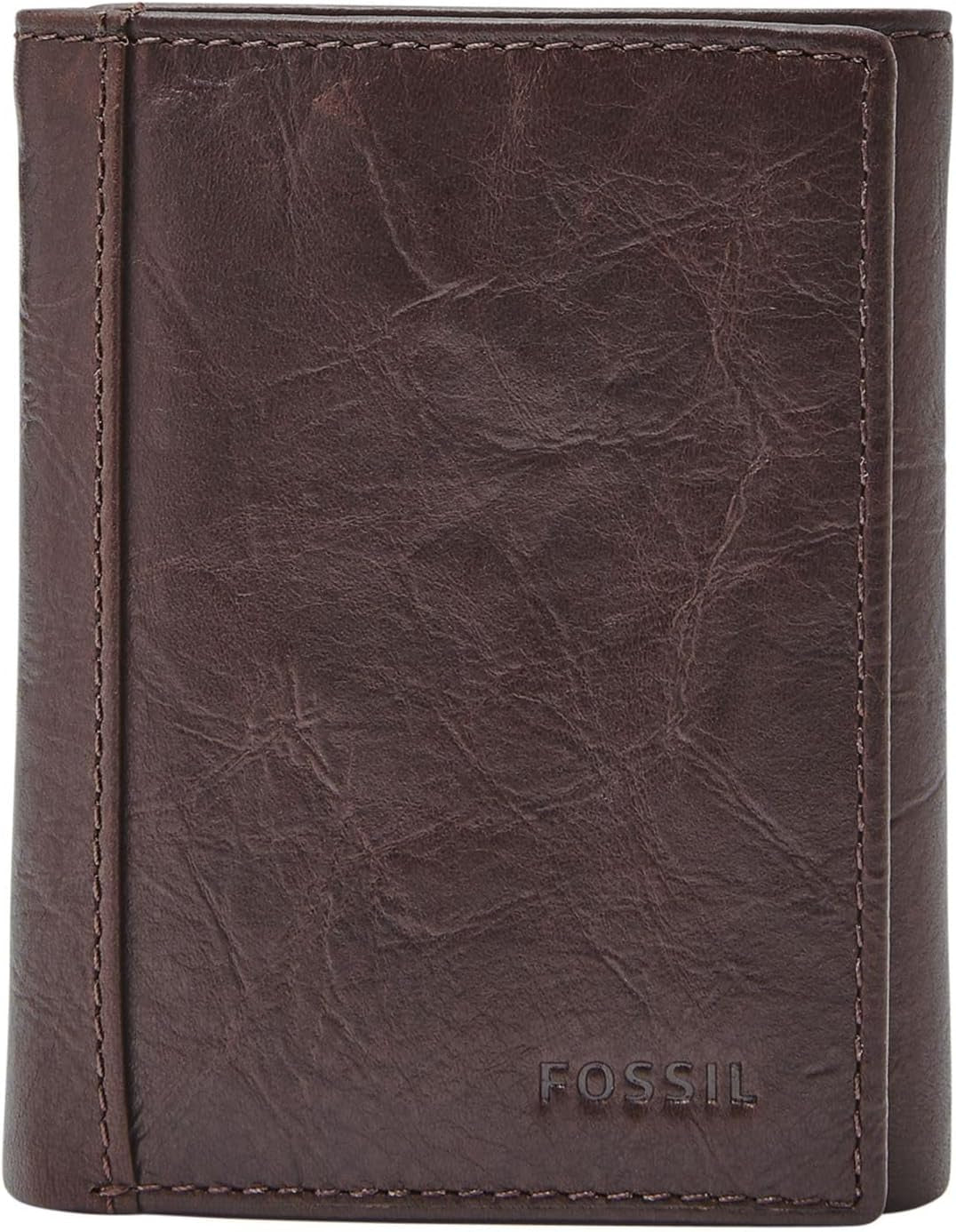 Portofel trifold din piele Neel pentru bărbați Fossil 8,255 cm L x 1,905 cm l x 10,16 cm H Portofel Barbati Naty Shop Maro
