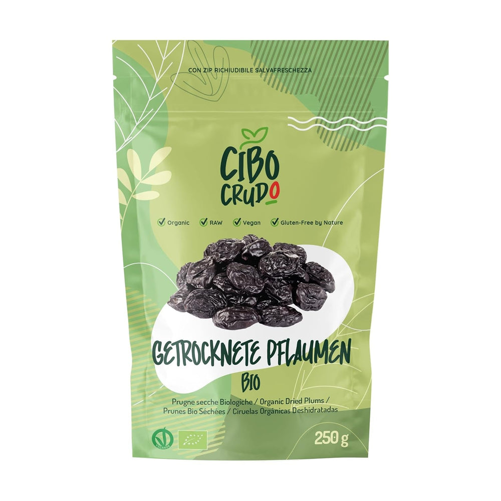 Prunes biologiques séchées et sans pépins - 500g. Prunes crues sans soufre, sans sucre ni additif ajoutés. Pruneaux écologiques comme fruits secs aromatiques. Prunes sans noyau. Naty Shop produits déshydratés 250 G (1 paquet)