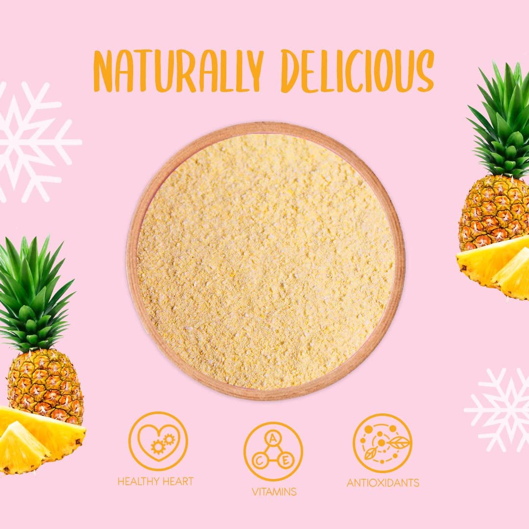 Poudre d'ananas lyophilisée 100g - Poudre de fruits lyophilisés - Poudre d'ananas lyophilisée pour smoothies, yaourts et pâtisseries - Poudre d'ananas 100% naturelle sans additifs Produits déshydratés Naty Shop