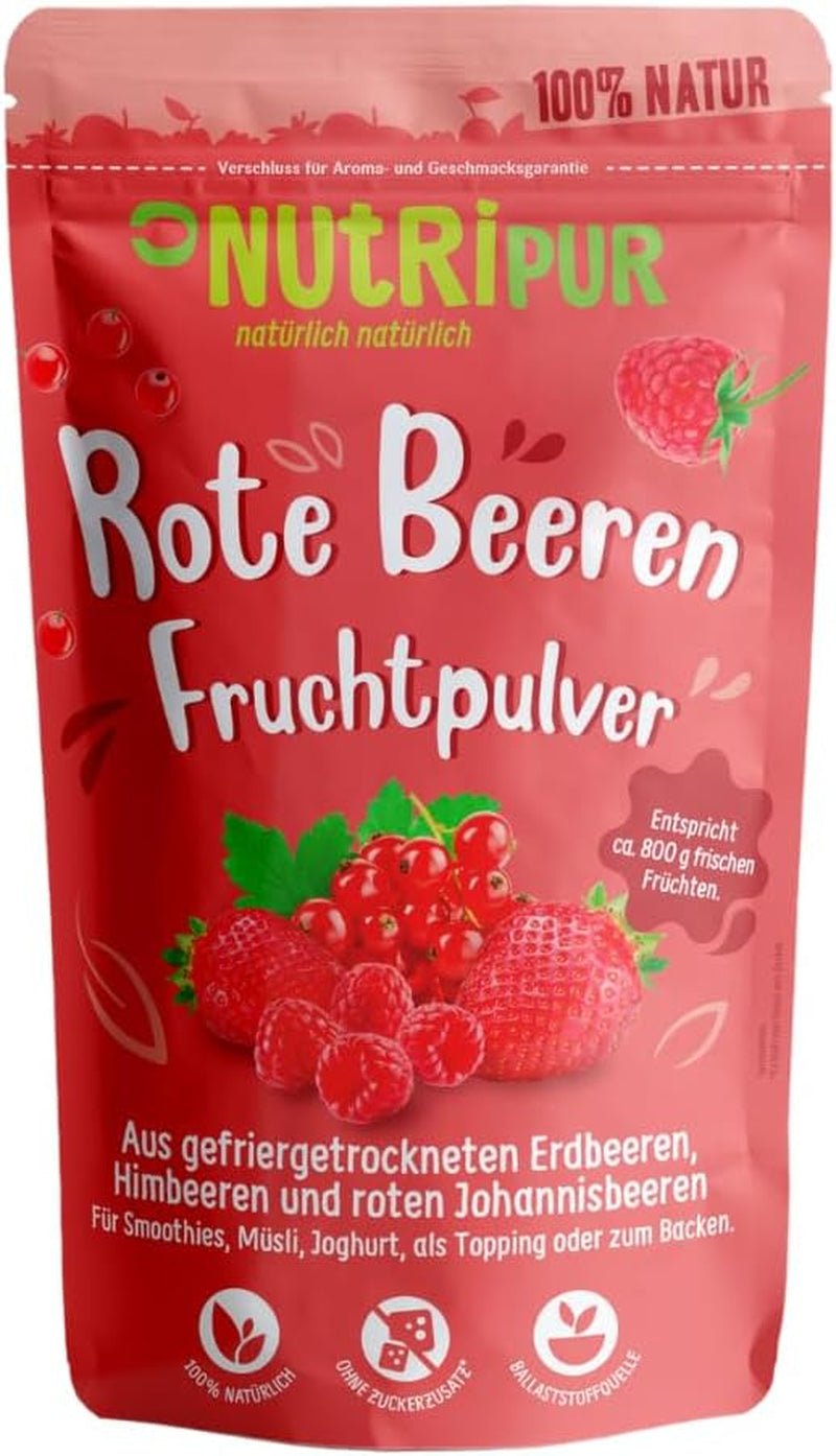 Poudre de fruits rouges : 100g de framboises, groseilles et fraises lyophilisées - fruits secs sans sucre ajouté, sans encre - bol à smoothie, poudre de smoothie - topping de NutriPur Produits déshydratés Naty Shop Titre par défaut