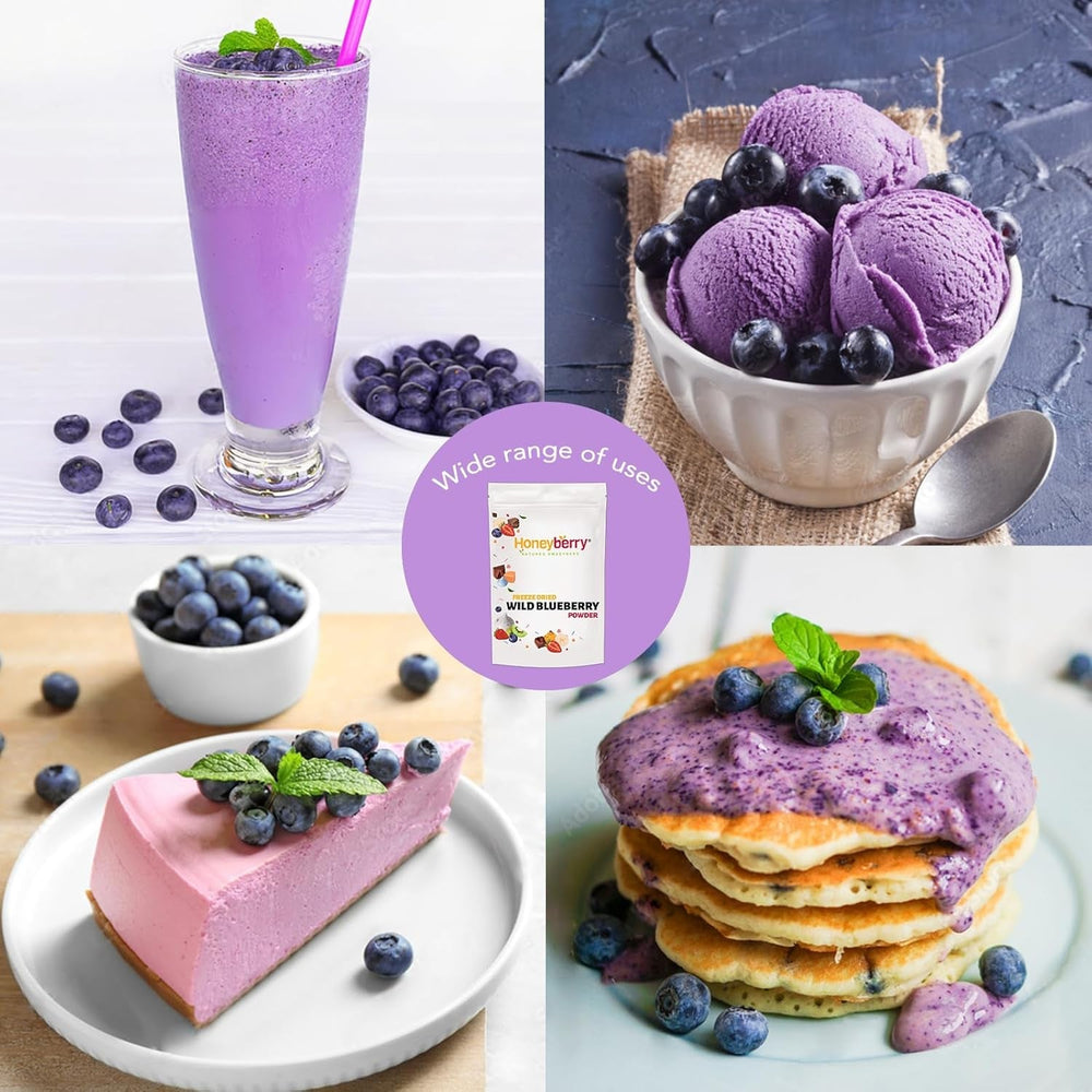 Poudre de myrtille sauvage lyophilisée 100g - Poudre de fruits lyophilisés - Poudre de myrtille lyophilisée pour pâtisserie, smoothie et muesli - Poudre de myrtille naturelle sans additifs Produits déshydratés Ma boutique