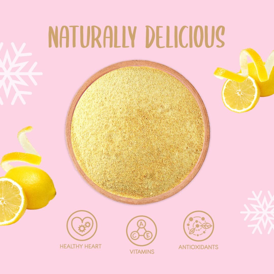 Poudre de zeste de citron lyophilisé 100g - Poudre de fruits lyophilisés - Poudre de citron lyophilisée pour pâtisserie, smoothies et thé - Poudre de citron 100% naturelle sans additifs Produits déshydratés Naty Shop