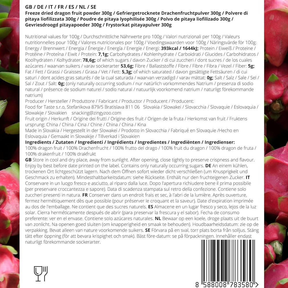 Poudre de fruit du dragon | XL 300g Poudre de pitaya rose lyophilisée | Pitaya rouge | Poudre de fruit du dragon Pitahaya | Poudre de bol à smoothie pour thé glacé matcha rose latte | Poudre de fruit du dragon lyophilisée Naty Shop Produits déshydratés