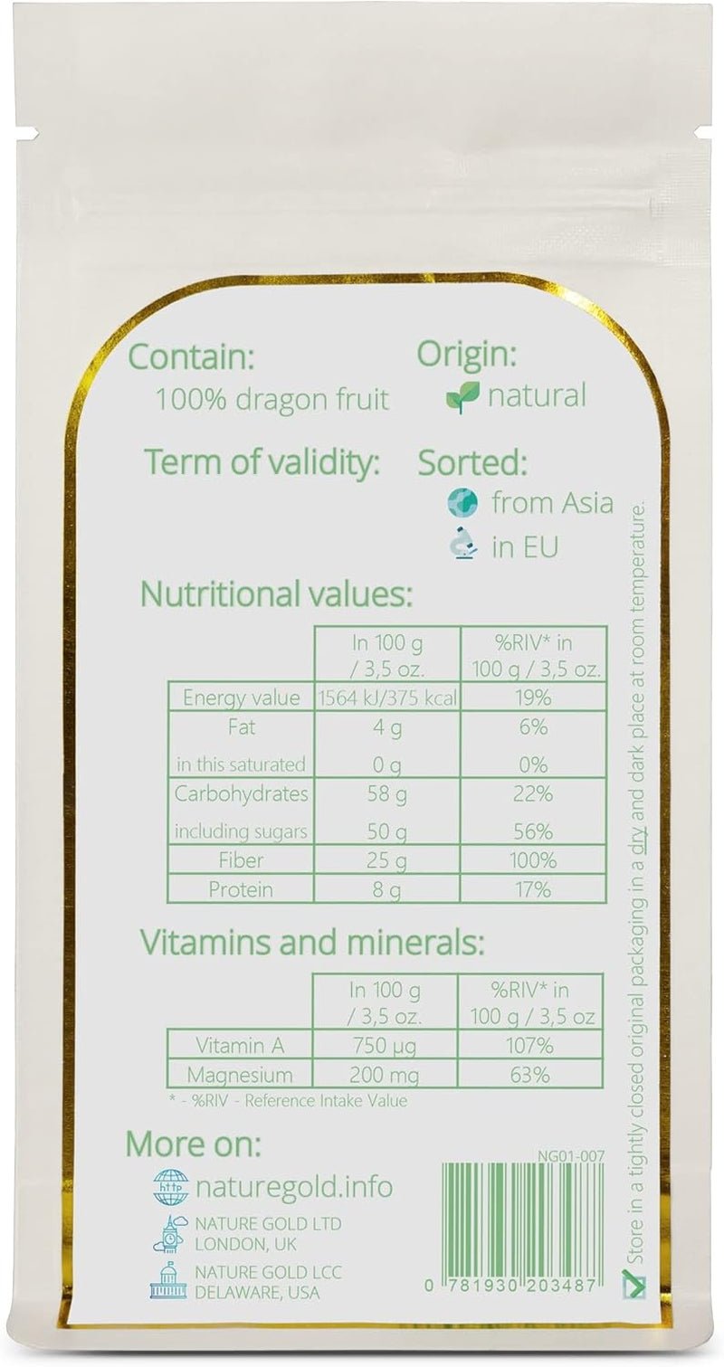 Poudre de fruit du dragon lyophilisée | 250g 100% naturel et végétalien | sans OGM | sans sucre et sans additifs ~*~ Produits déshydratés Naty Shop