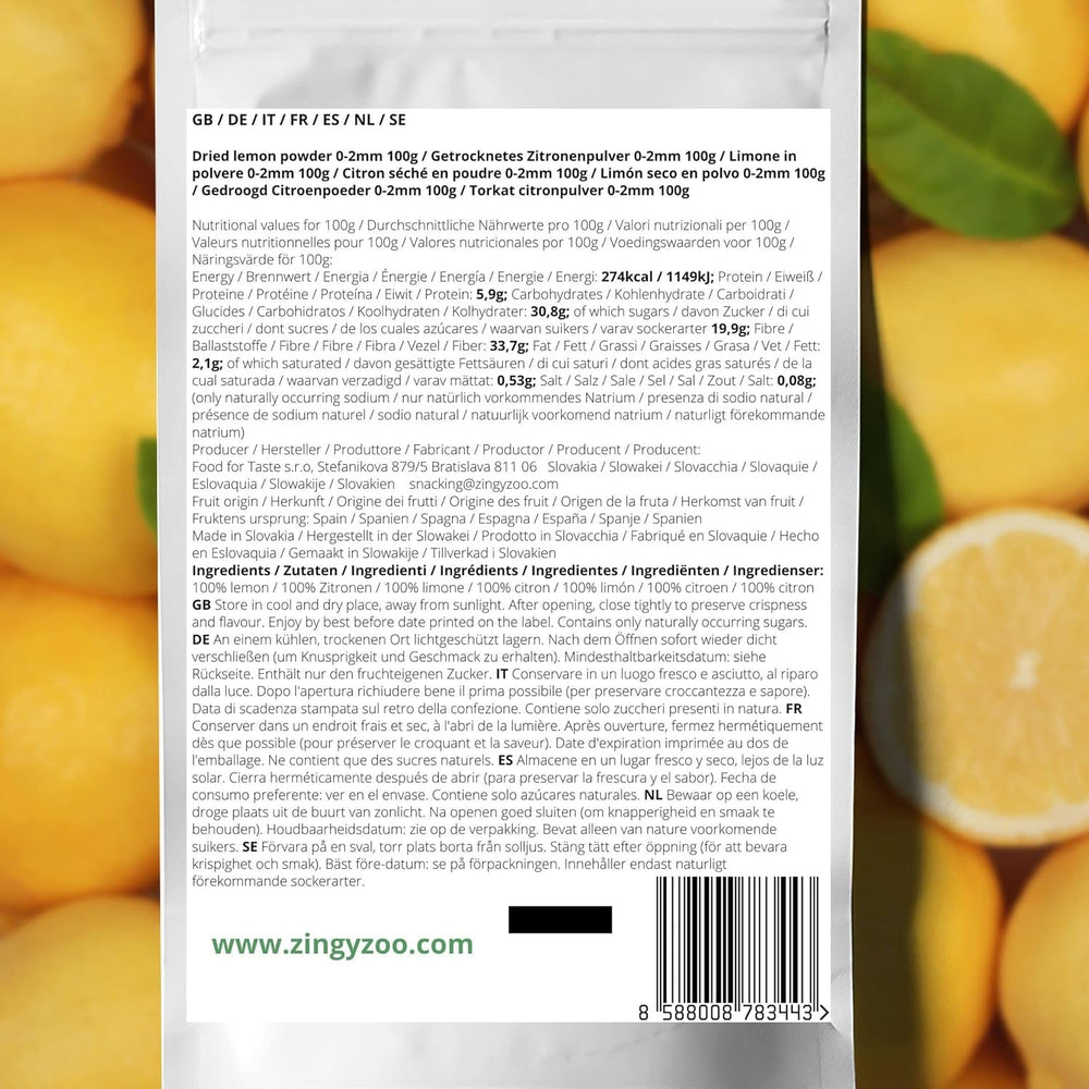 Poudre de citron séchée à partir de citrons entiers | Fruits secs 100 % naturels de qualité alimentaire | Poudre de fruits à zeste de citron pur | Citrons séchés | Fruits secs (poudre grossière) Produits déshydratés Naty Shop