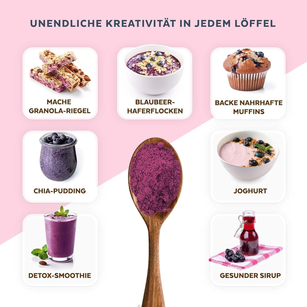 Poudre de myrtilles sauvages biologiques, myrtilles entières lyophilisées, qualité 100% crue, riche en antioxydants et en vitamine C, sans sucre ajouté, récoltées en Europe du Nord Produits séchés Naty Shop