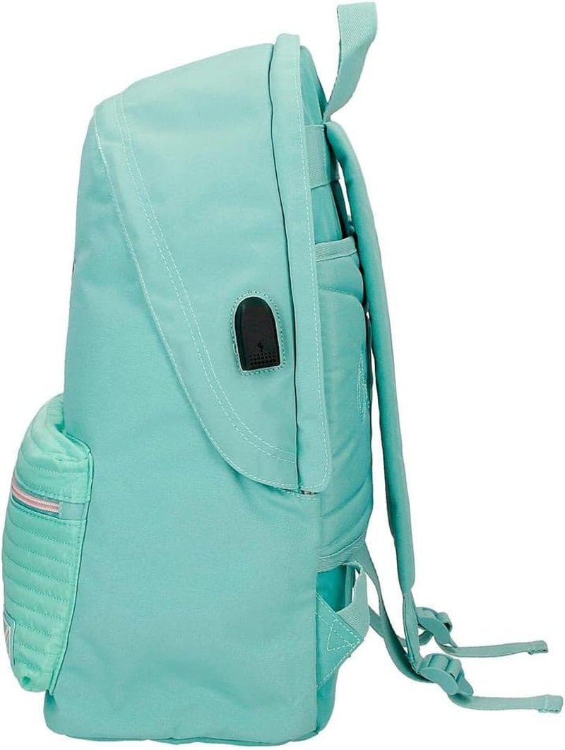 Rucsac Pepe Jeans Jane pentru laptop, compartiment dublu, 15.6 inch, albastru, 31 x 44 x 17.5 cm, poliester, 20.46 l Rucsacuri si ghiozdane premium Naty Shop