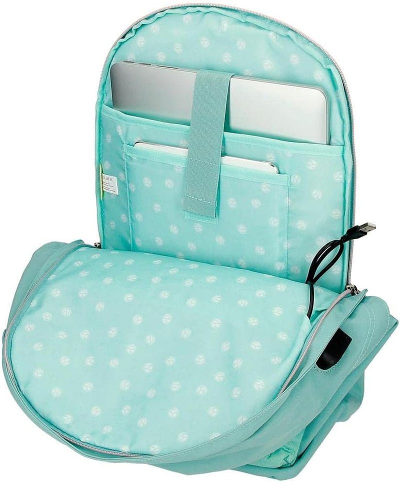 Rucsac Pepe Jeans Jane pentru laptop, compartiment dublu, 15.6 inch, albastru, 31 x 44 x 17.5 cm, poliester, 20.46 l Rucsacuri si ghiozdane premium Naty Shop