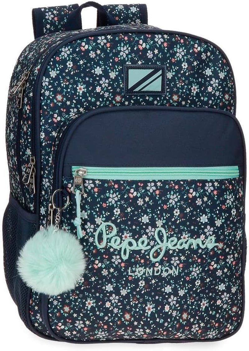 Pepe Jeans Alenka Sac à dos scolaire avec trolley, Bleu, 30 x 40 x 12 cm, Polyester, 14,4 L, Bleu, Sac à dos scolaire avec trolley Sacs à dos et cartables Premium Naty Shop Anpassbarer Rucksack
