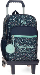 Pepe Jeans Alenka sac à dos scolaire avec trolley, bleu, 30 x 40 x 12 cm, polyester, 14,4 l, bleu, sac à dos scolaire avec trolley Sacs à dos et cartables Premium Naty Shop Rucksack + Trolley