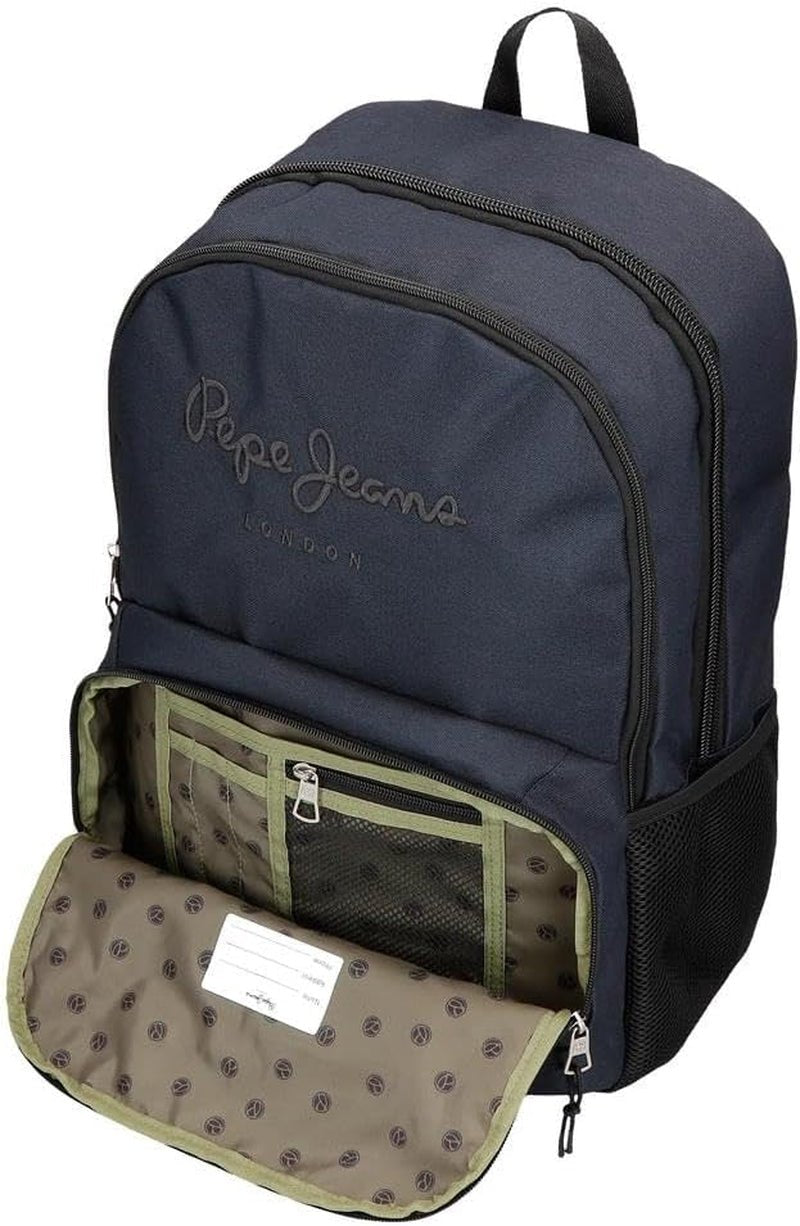 Pepe Jeans Cromwell Sac à dos scolaire, Double compartiment, Noir, 33 x 46 x 15 cm, Polyester, 22,77 L, Noir, Taille unique, Sac à dos scolaire double compartiments Sacs à dos et cartables Premium Naty Shop