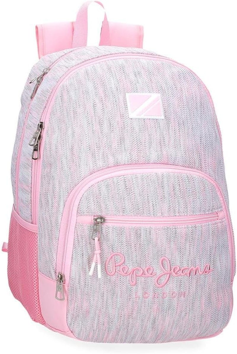 Pepe Jeans Miri sac à dos scolaire, rose, 31 x 44 x 17,5 cm, polyester, 22,79 l, rose, sac à dos scolaire Sacs à dos et cartables Premium Naty Shop Doppelter Rucksack