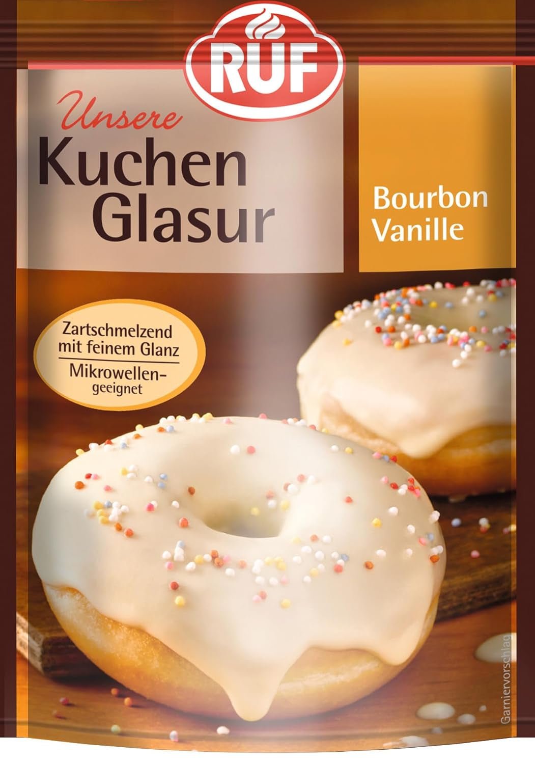 RUF Cake Glaze Vanille Bourbon, 100g en sachet, résistant au micro-ondes, pour glacer et décorer biscuits, muffins et gâteaux, sans gluten Naty Shop Pâte à sucre Vanille