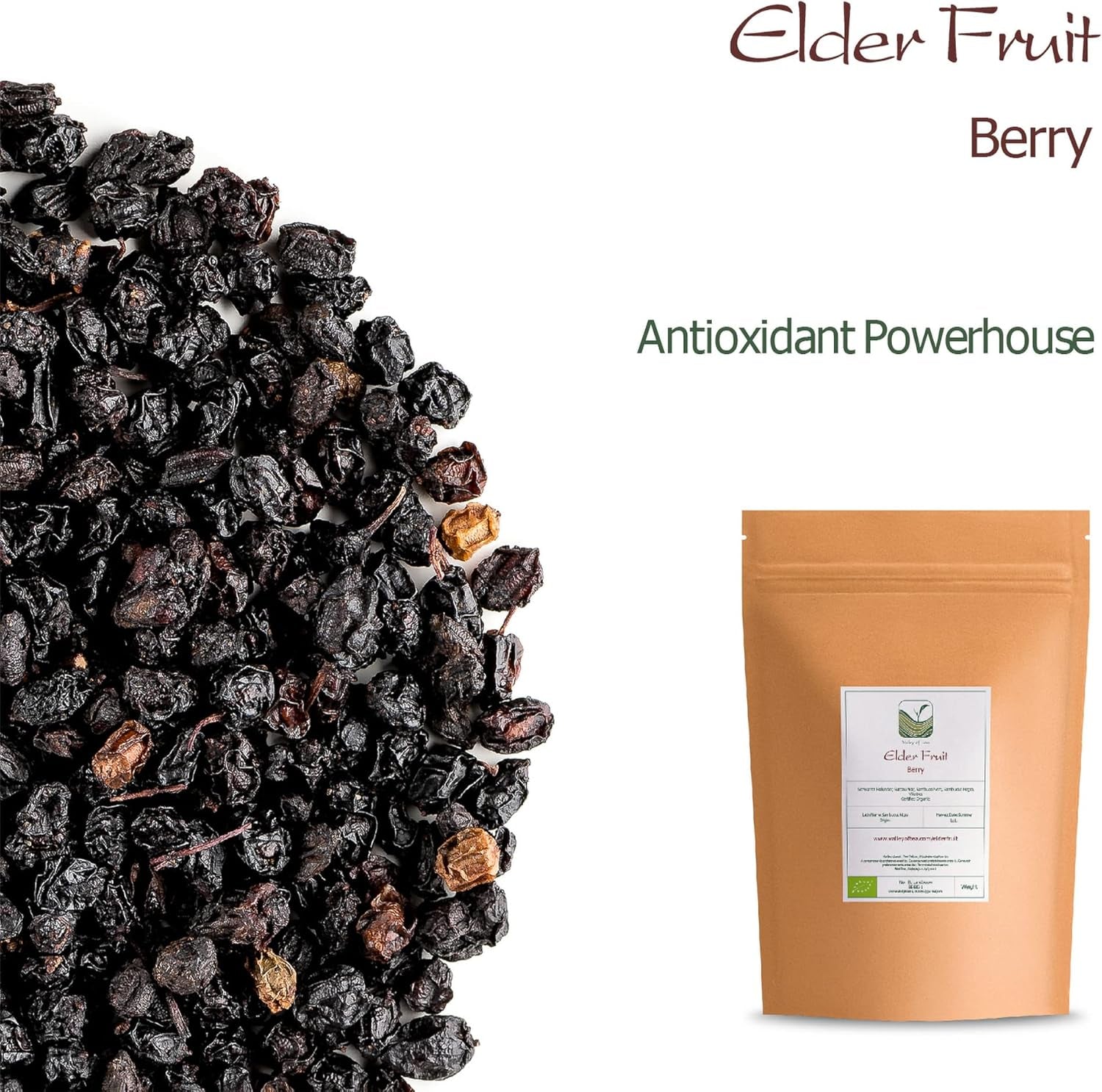 Sureau noir bio - baies de sambucus entières - sureau Produits déshydratés Naty Shop