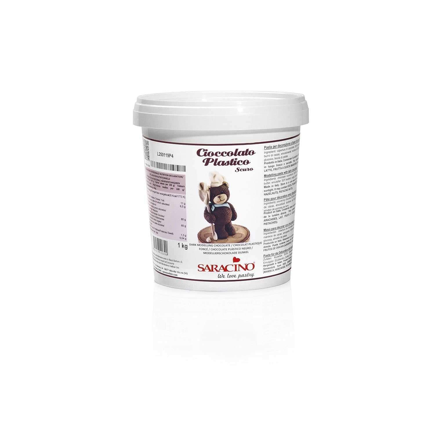 Saracino Chocolat à modeler blanc Pour la décoration et le modelage 1 Kg Made In Italy Pâte à sucre Naty Shop Brown
