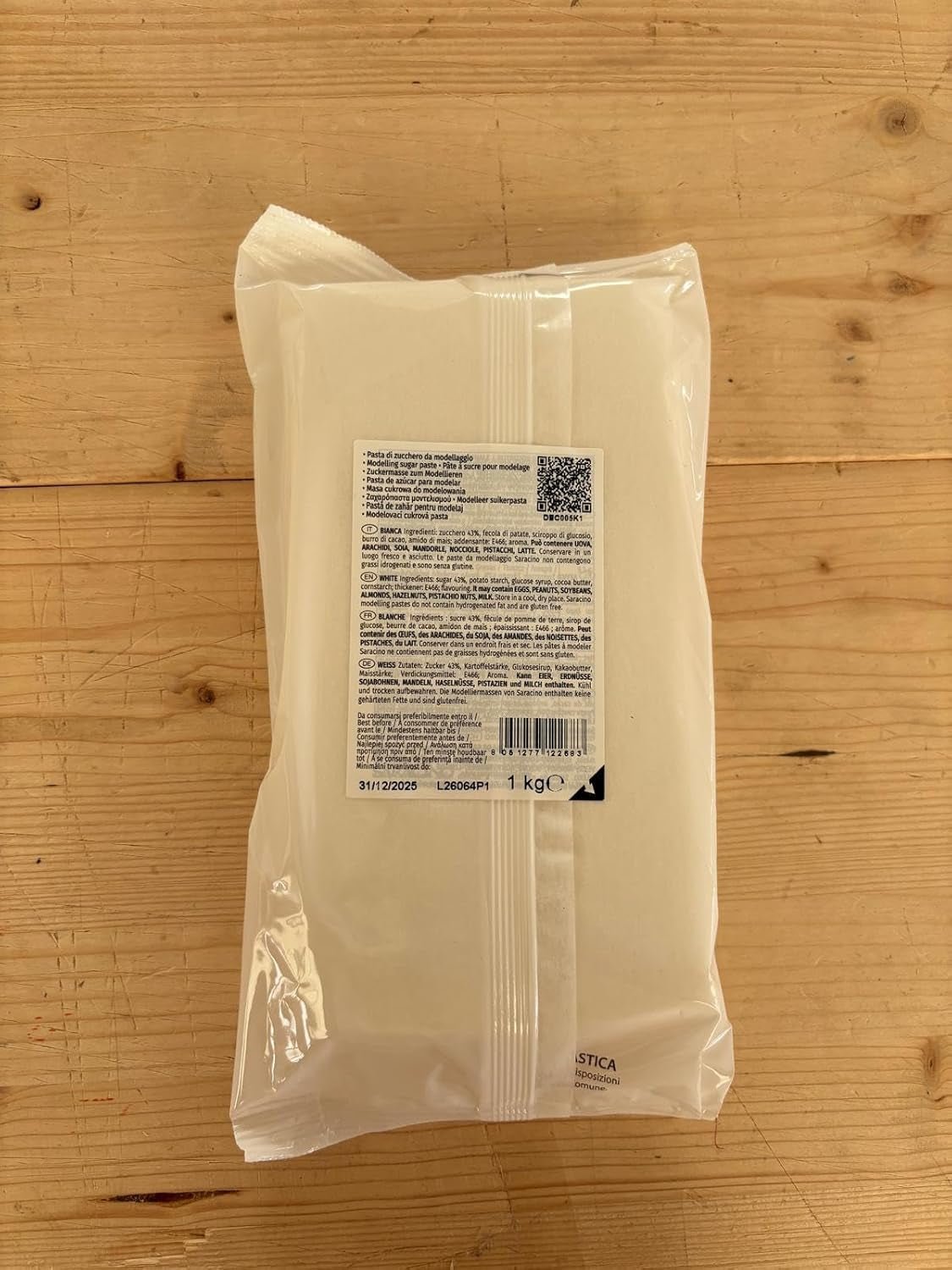 Saracino Fondant Blanc Modèle à Modeler 250g Sans Gluten Fabriqué en Italie Naty Shop Pâte à Sucre