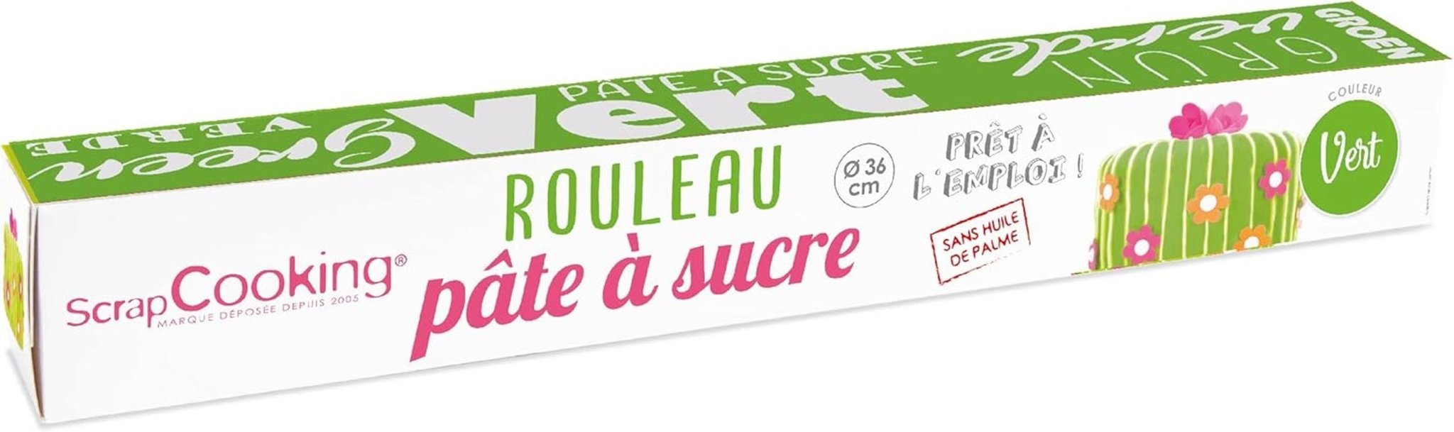 ScrapCooking - Rouleau de fondant rose € 36 cm - Fondant noir roulé 430 g - Cake topper fondant topper décoration pour gâteaux, pâtisserie, anniversaires, fêtes - Rose - 7264 Pâte à sucre Naty Shop Salutations
