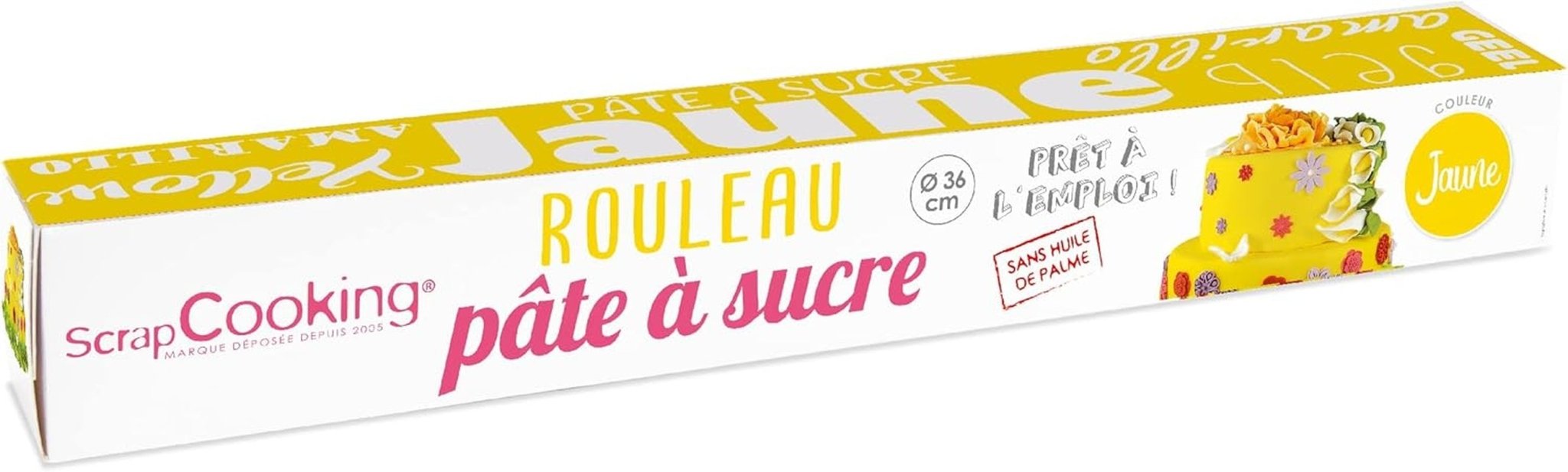 ScrapCooking - Roll fondant roz â'¬ 36 cm - Fondant negru rulat 430 g - Cake topper decorare topper fondant pentru prăjituri, coacere, aniversări, petreceri - Roz - 7264 Pasta de zahar Naty Shop Galben