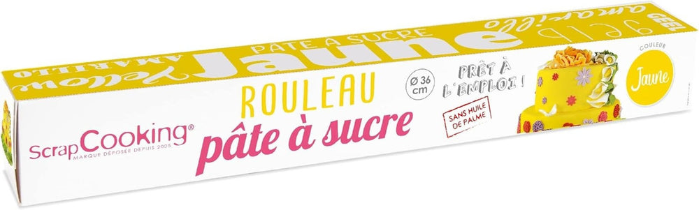 ScrapCooking - Rouleau de fondant rose â'¬ 36 cm - Fondant noir roulé 430 g - Cake topper fondant topper décoration pour gâteaux, pâtisserie, anniversaires, fêtes - Rose - 7264 Naty Shop Pâte à sucre jaune