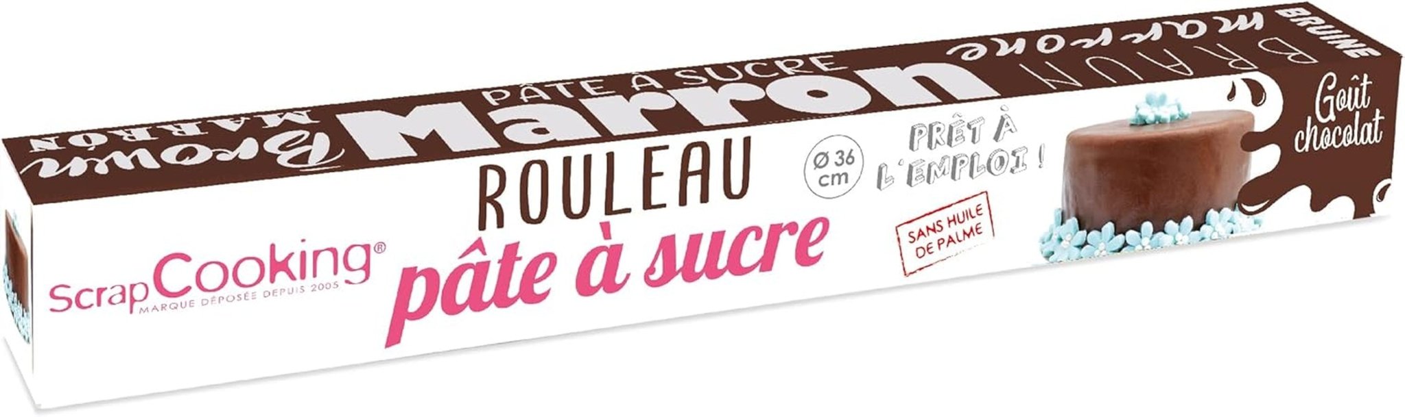 ScrapCooking - Rouleau de fondant rose â'¬ 36 cm - Fondant noir roulé 430 g - Cake topper fondant topper décoration pour gâteaux, pâtisserie, anniversaires, fêtes - Rose - 7264 Naty Shop Pâte à sucre roux