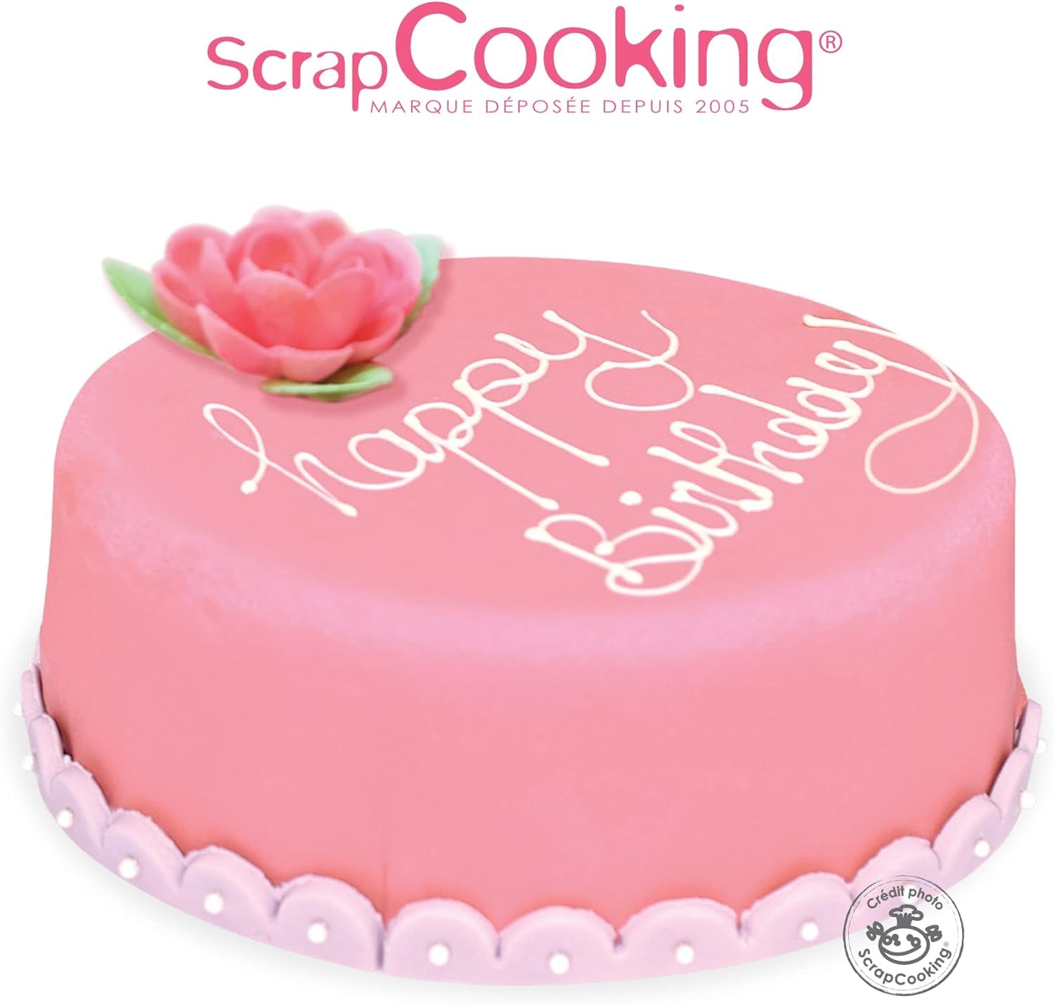 ScrapCooking - Rouleau de fondant rose â'¬ 36 cm - Fondant noir roulé 430 g - Cake topper fondant topper décoration pour gâteaux, pâtisserie, anniversaires, fêtes - Rose - 7264 Pâte à sucre Naty Shop