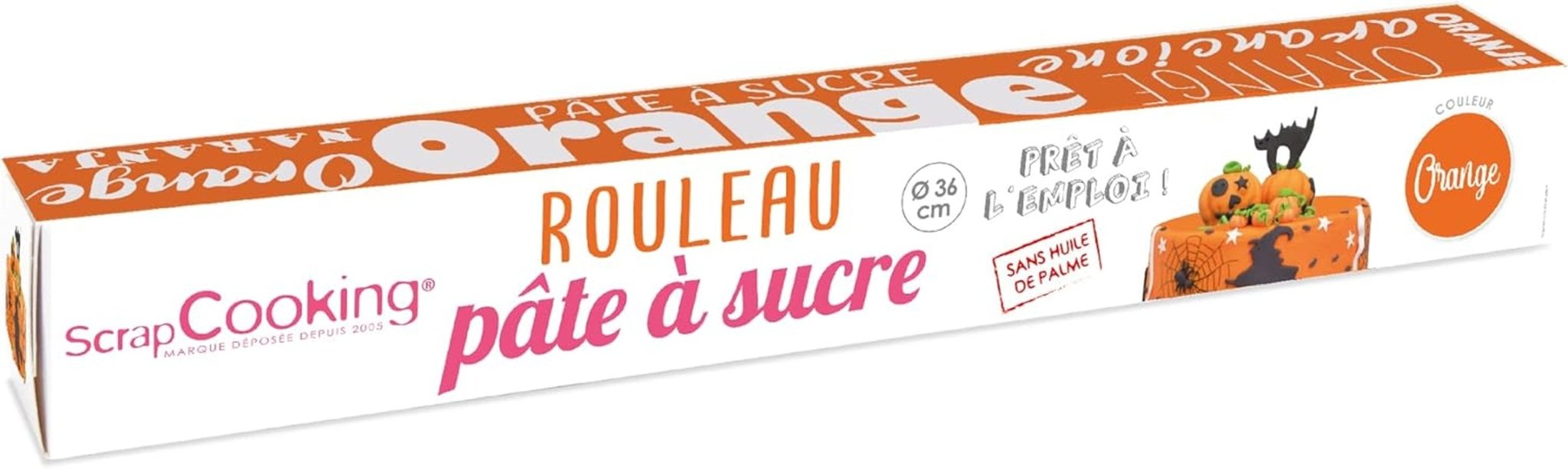 ScrapCooking - Rouleau de fondant rose â'¬ 36 cm - Fondant noir roulé 430 g - Cake topper fondant topper décoration pour gâteaux, pâtisserie, anniversaires, fêtes - Rose - 7264 Naty Shop Pâte à sucre orange