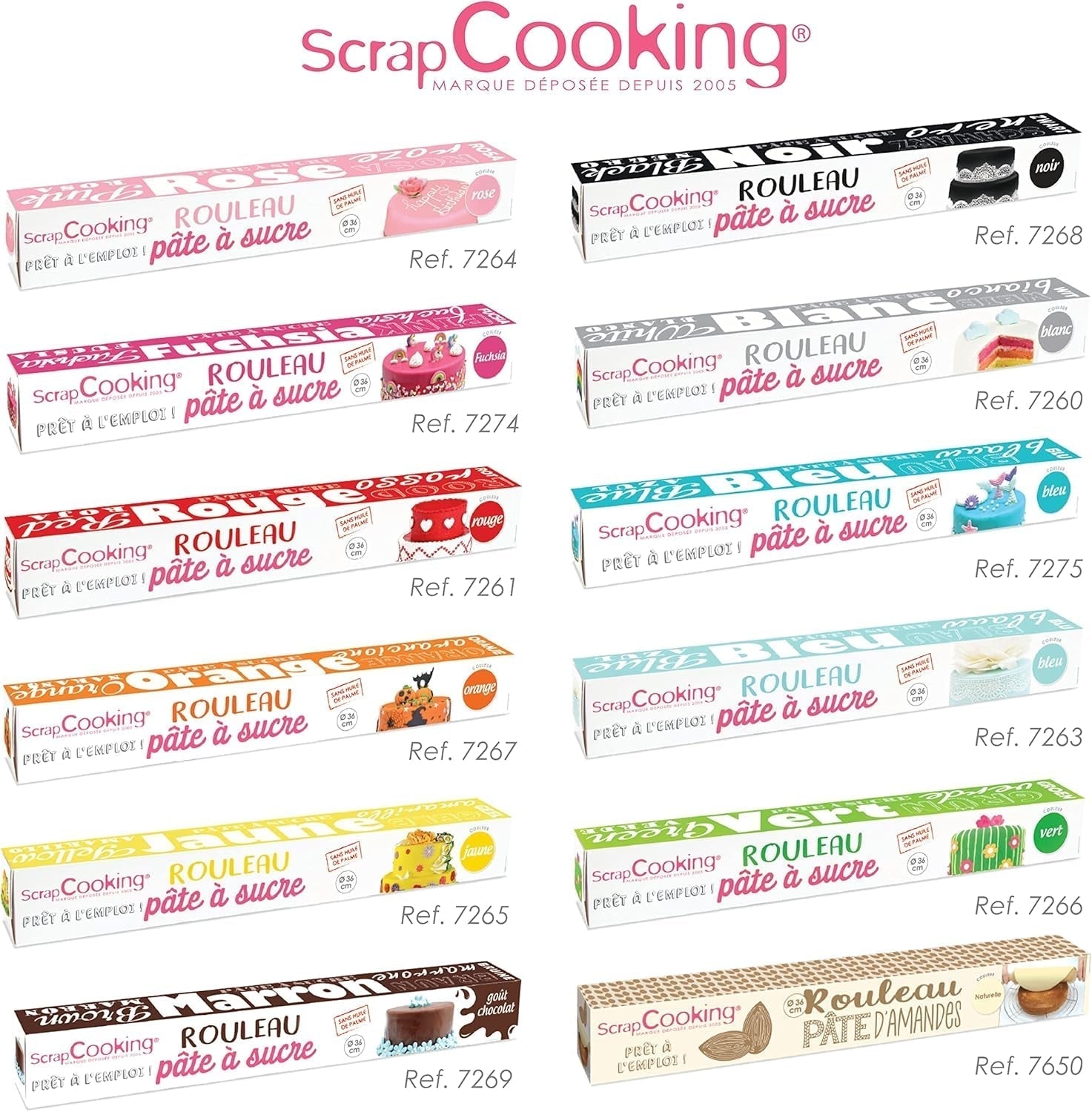 ScrapCooking - Rouleau de fondant rose â'¬ 36 cm - Fondant noir roulé 430 g - Cake topper fondant topper décoration pour gâteaux, pâtisserie, anniversaires, fêtes - Rose - 7264 Pâte à sucre Naty Shop