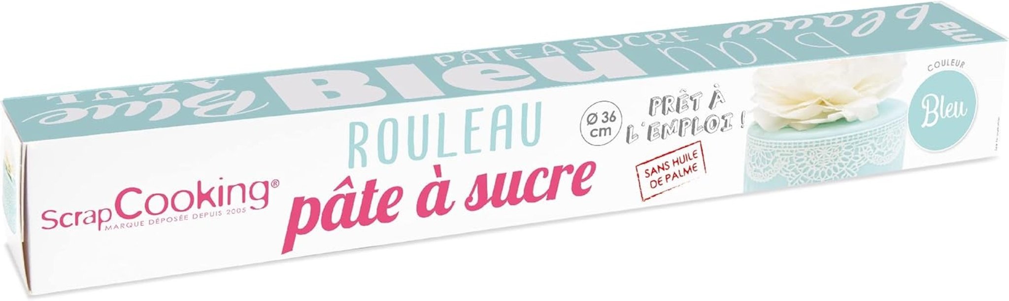 ScrapCooking - Rouleau de fondant rose € 36 cm - Fondant noir roulé 430 g - Cake topper fondant topper décoration pour gâteaux, pâtisserie, anniversaires, fêtes - Rose - 7264 Naty Shop Sugarpaste Bleu ciel