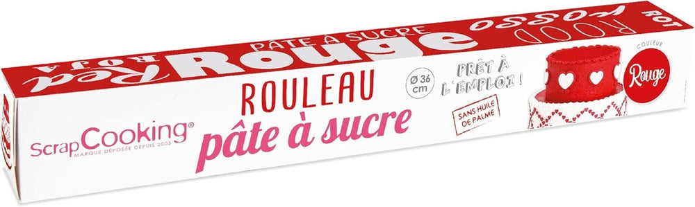 ScrapCooking - Rouleau de fondant rose â'¬ 36 cm - Fondant noir roulé 430 g - Cake topper fondant topper décoration pour gâteaux, pâtisserie, anniversaires, fêtes - Rose - 7264 Naty Shop Pâte à sucre rouge