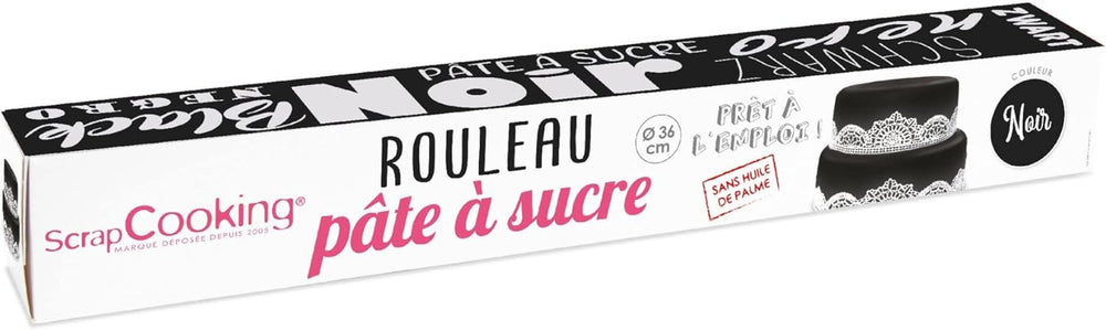 ScrapCooking - Rouleau de fondant rose â'¬ 36 cm - Fondant noir roulé 430 g - Cake topper fondant topper décoration pour gâteaux, pâtisserie, anniversaires, fêtes - Rose - 7264 Naty Shop Pâte à sucre noire