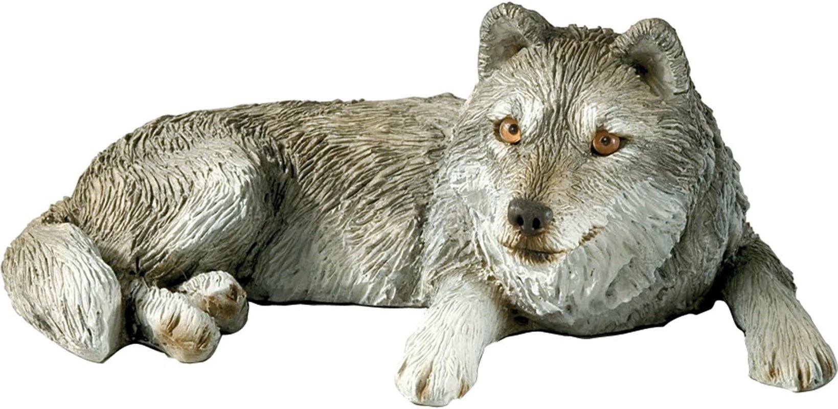 Grande Sculpture de Loup Gris, Gris, Taille Originale Naty Shop Figurines & Sculptures Loup Gris de Taille Moyenne - Couché