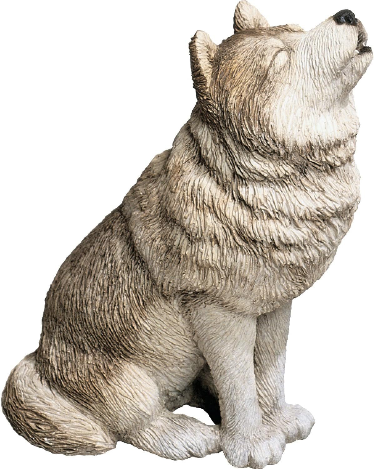 Grande Sculpture de Loup Gris, Gris, Taille Originale Naty Shop Figurines & Sculptures Loup Gris de Taille Moyenne - Le Hurlement