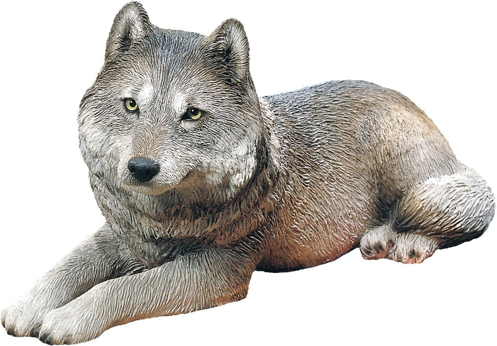 Grande Sculpture de Loup Gris, Gris, Taille Originale Naty Shop Figurines & Sculptures Loup Gris Taille Originale - Couché