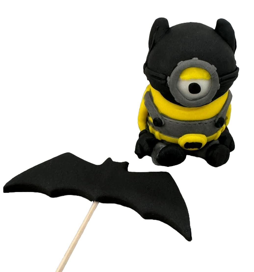 Set 2 decoratiuni comestibile din zahar, Batminion Decoratiuni din Pasta de Zahar Nati Shop