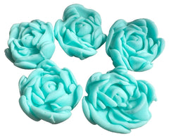 Set 5 decoratiuni comestibile din zahar, Trandafiri bleu Decoratiuni din Pasta de Zahar Nati Shop