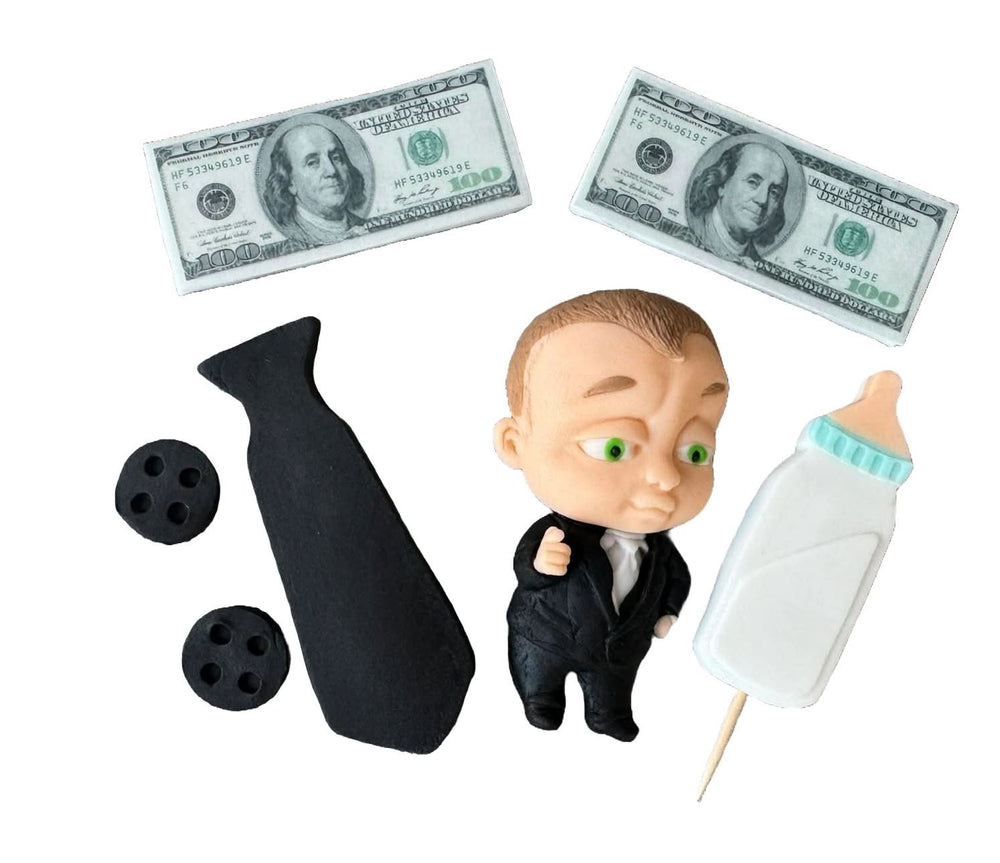 Set 7 decoratiuni comestibile din zahar, Baby Boss Decoratiuni din Pasta de Zahar Nati Shop