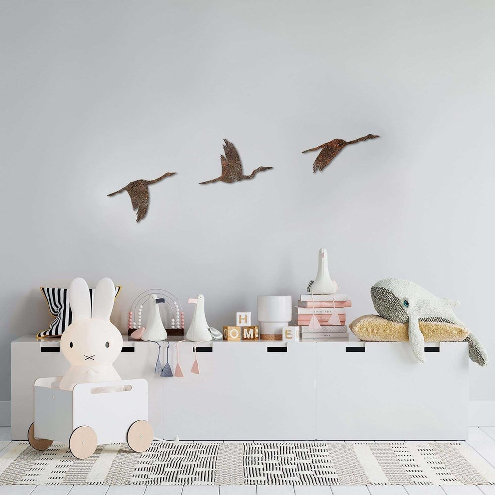 Ensemble d'accessoires muraux décoratifs en métal peint à la main (3 pièces) | Finition vieillie | Dimensions : 11x16cm, 14x22cm, 18x27cm | Art unique pour la décoration d'intérieur Statuettes et sculptures Naty Shop