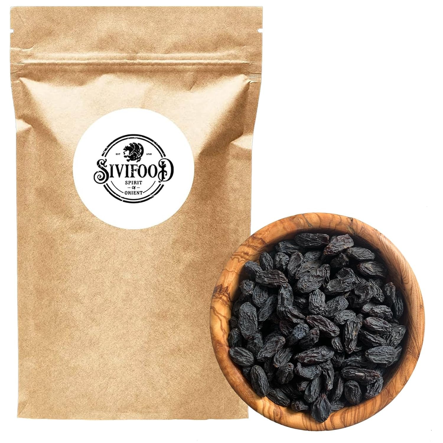 SIVIFOOD raisins secs noirs jumbo 300g - qualité supérieure grands et délicieux raisins secs noirs naturellement séchés, raisins fruités sucrés, non sulfurés, non sucrés, sans huile, sans additifs Kishmish Produits déshydratés Naty Shop 300G
