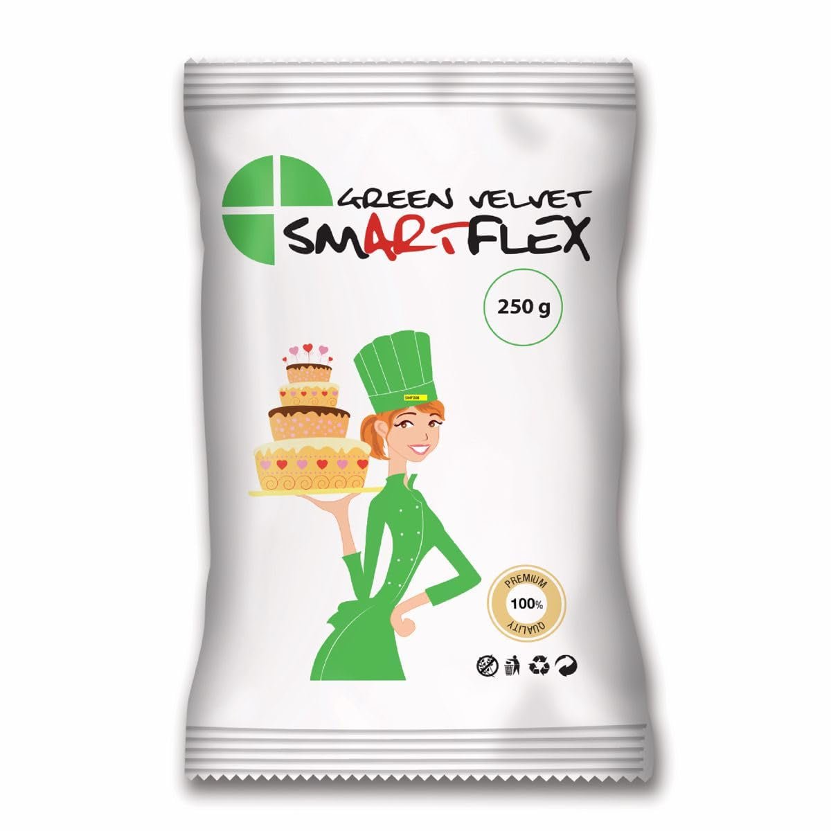 SmartFlex Fondant Green Velvet, 250 g (lot de 2) Pâte à sucre Naty Shop