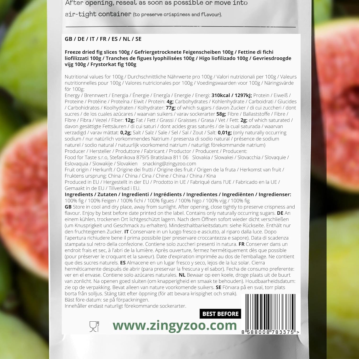 Figues lyophilisées Figues séchées 100% naturelles | Sans sucre ajouté Bonbons lyophilisés sains | Fruits lyophilisés Figues lyophilisées | ZingyZoo (100g) Naty Shop produits déshydratés