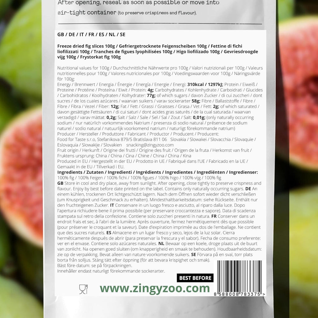 Smochine liofilizate | Smochine 100% naturale uscate | Fără zahăr adăugat Dulciuri liofilizate sănătoase | Fructe liofilizate Smochine liofilizate | ZingyZoo (100g) Produse deshidratate Naty Shop