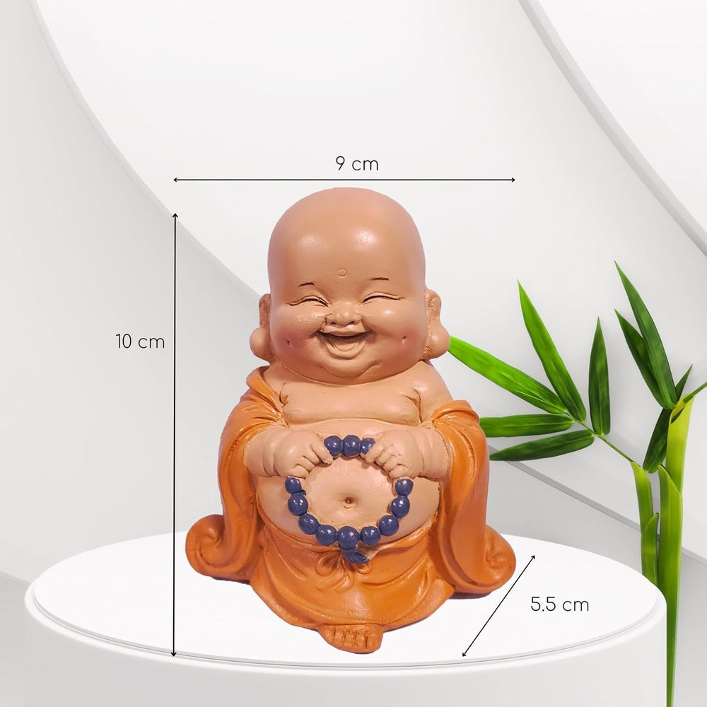 Statue Bouddha rieur avec chapelet - Figurine inspirante et joyeuse - Talisman porte-bonheur plein de positivité - Idée cadeau mignonne et spirituelle - -H 10 cm - Zen'Light Statues et sculptures Naty Shop