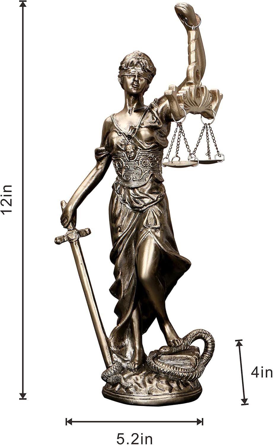 Statue de Dame Justice 30,5 cm Statue de Justice Déesse de Justice Sculpture de Justice Ange gréco-romain Justice Statues Aveugles pour la décoration Statuettes et Sculptures Naty Shop