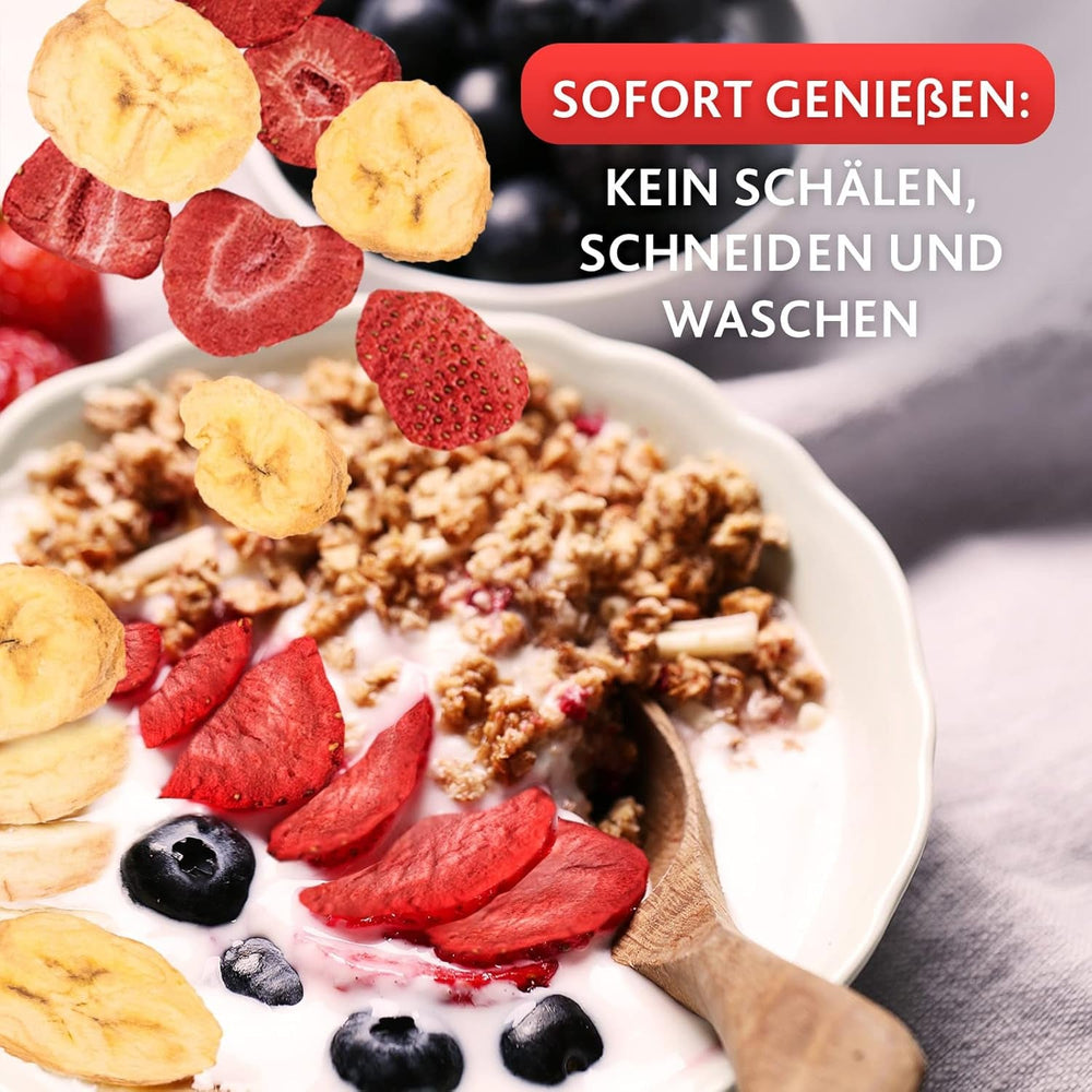 Mélange fraise-banane 200g - fraises lyophilisées et bananes lyophilisées comme délicieux en-cas en sachet Produits déshydratés Naty Shop