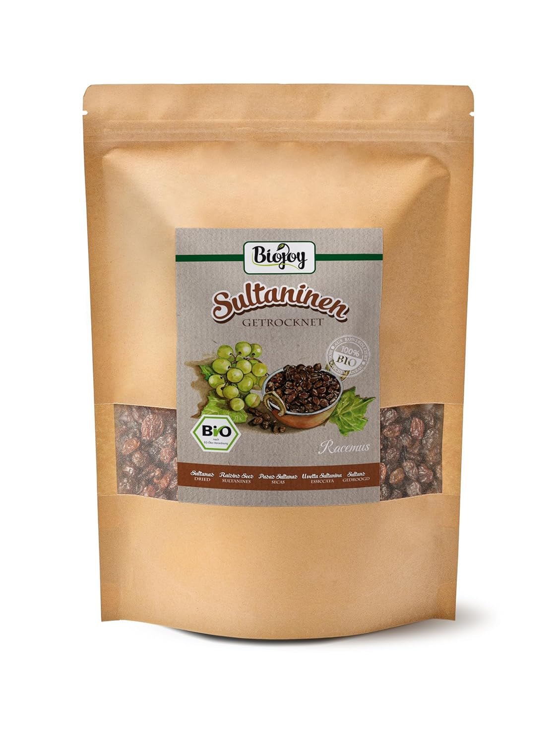 Biojoy raisins secs bio (500 g), séchés et non sulfurés, produits déshydratés Naty Shop 1 kg (1 paquet)