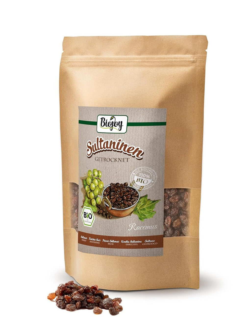 Raisins secs bio Biojoy (500 g), produits déshydratés Naty Shop séchés et non soufrés