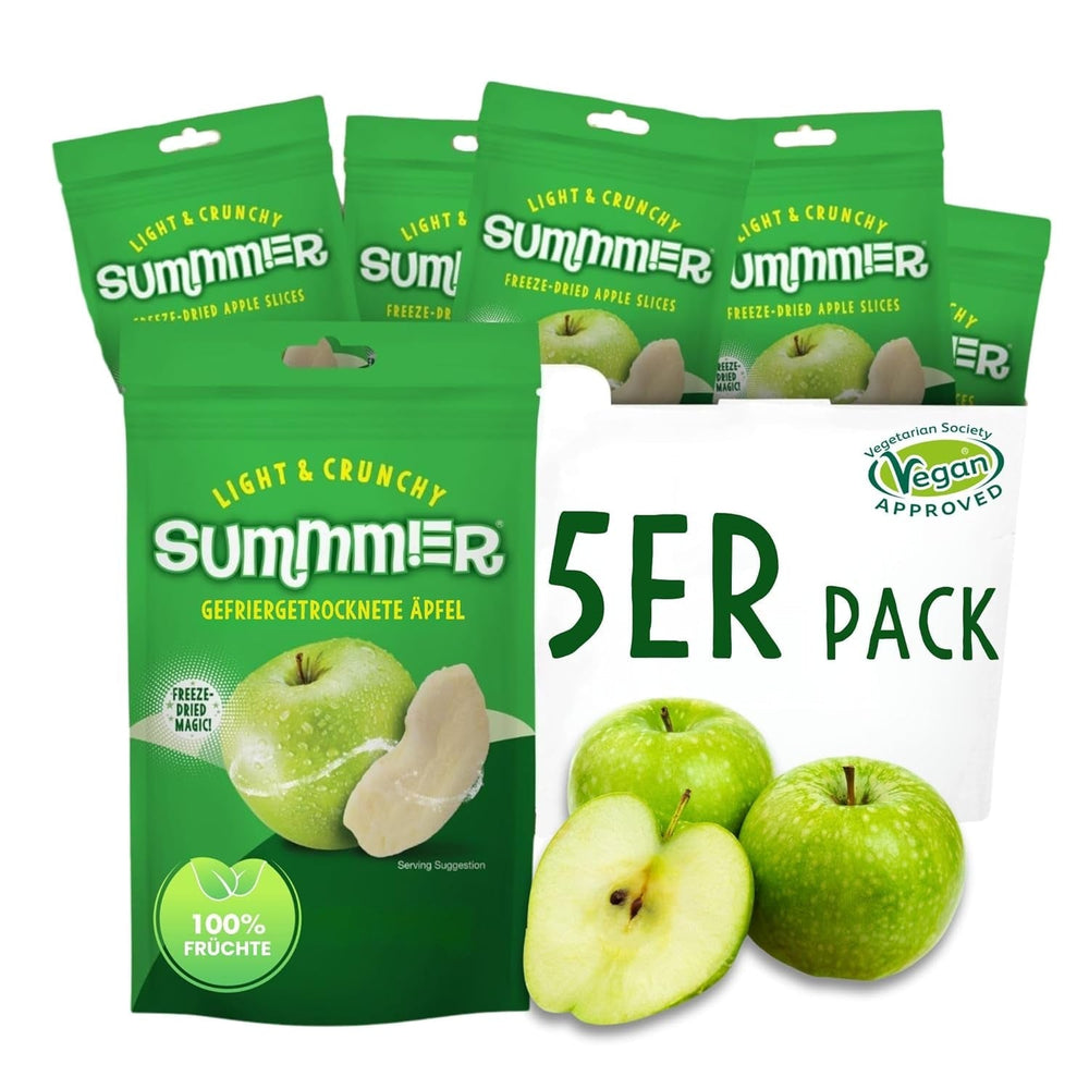 Fraises lyophilisées Summer - paquet de 5 - délicieux snacks croquants sans sucre, 100% naturels, pour enfants et adultes, idéal pour les céréales et les boîtes à lunch (55g) Produits déshydratés Naty Shop Pack de 5 Pomme