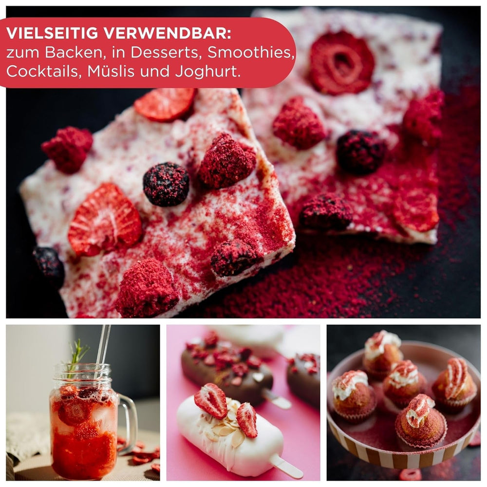 Fraises lyophilisées Summer - lot de 5 - délicieux snacks croquants sans sucre, 100% naturels, pour enfants et adultes, idéal pour les céréales et les lunch box (55g) Produits déshydratés Naty Shop