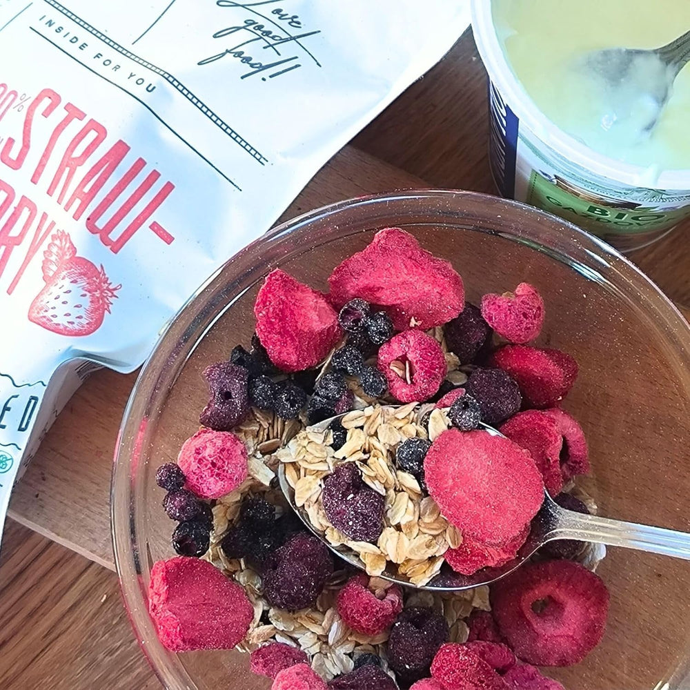 Mélange de fruits lyophilisés Super Baies | XL 300g Fruits secs sans sucre | Fruits secs | Fruits secs Fraises lyophilisées Framboises Myrtilles lyophilisées ZingyZoo Produits déshydratés Naty Shop