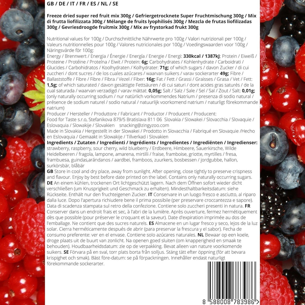 Mélange de fruits lyophilisés Super Baies | XL 300g Fruits secs sans sucre | Fruits secs | Fruits secs Fraises lyophilisées Framboises Myrtilles lyophilisées ZingyZoo Produits déshydratés Naty Shop